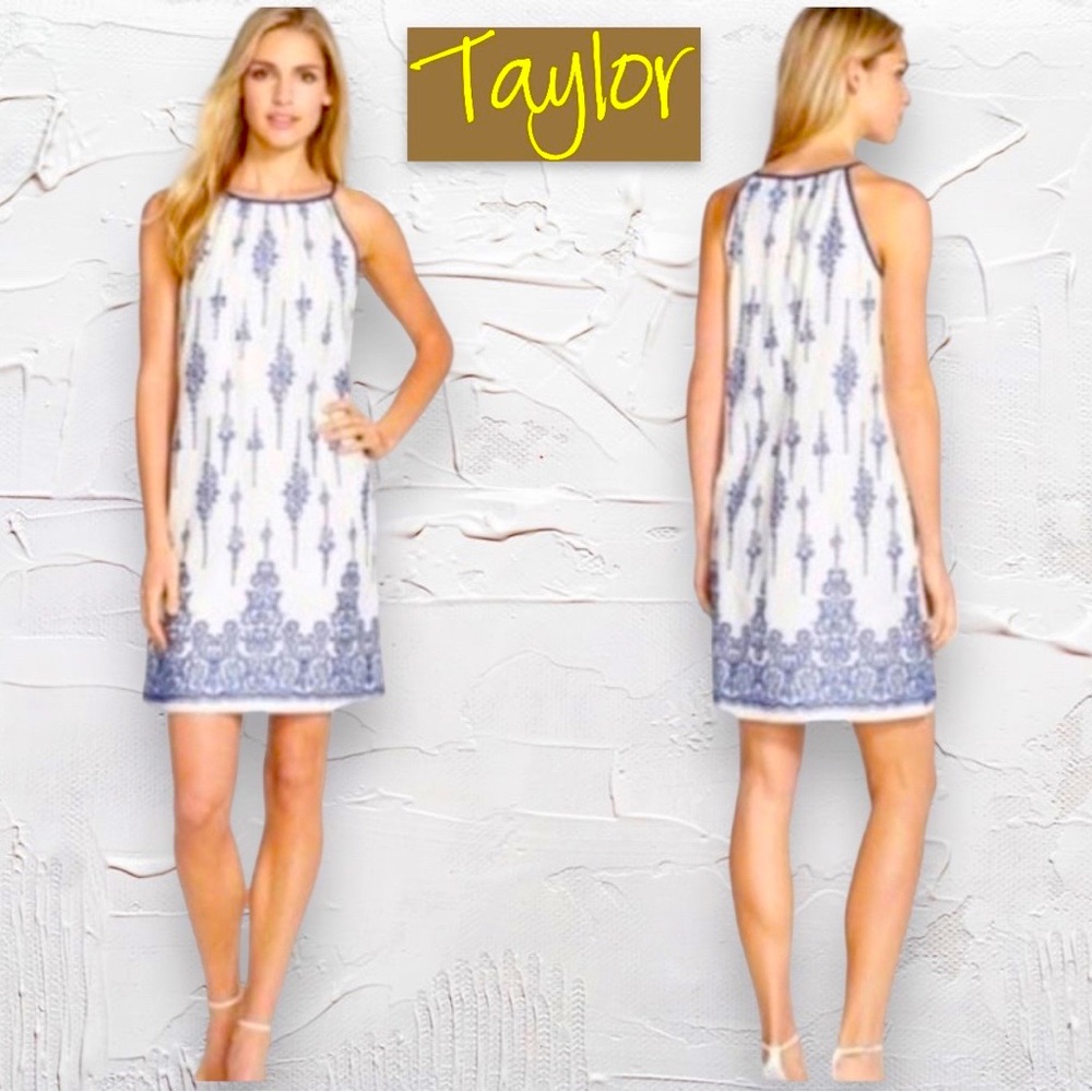 Just…Taylor White Embroidered Cotton Voile Shift Dress Size 10 EUC!